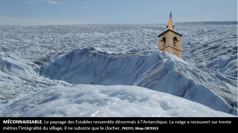 Des congères de trente mètres recouvrent intégralement Les Estables ...